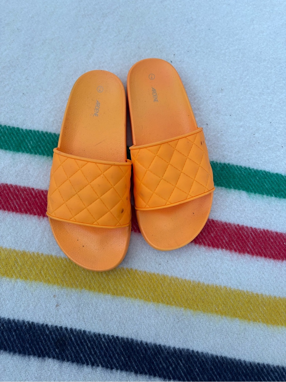 Ardene Orange Quilted Slide Sandals